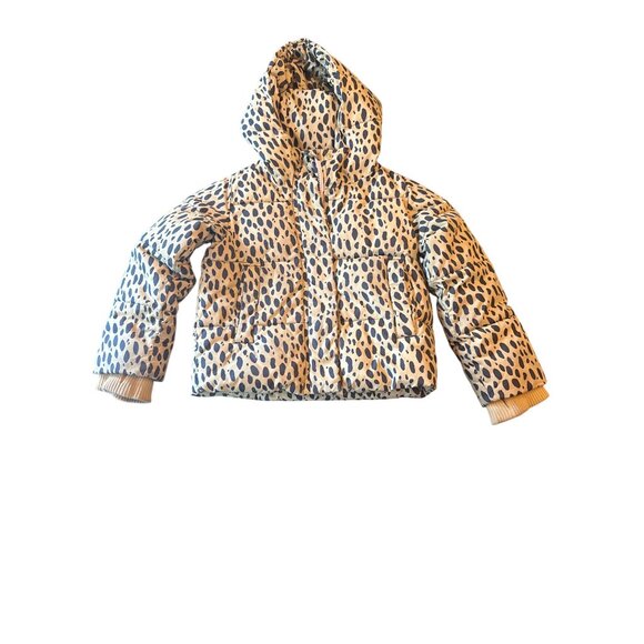 Crewcuts Everyday Kids 4-5 Leopard Print Hooded Puffer Jacket - Picture 1 of 6